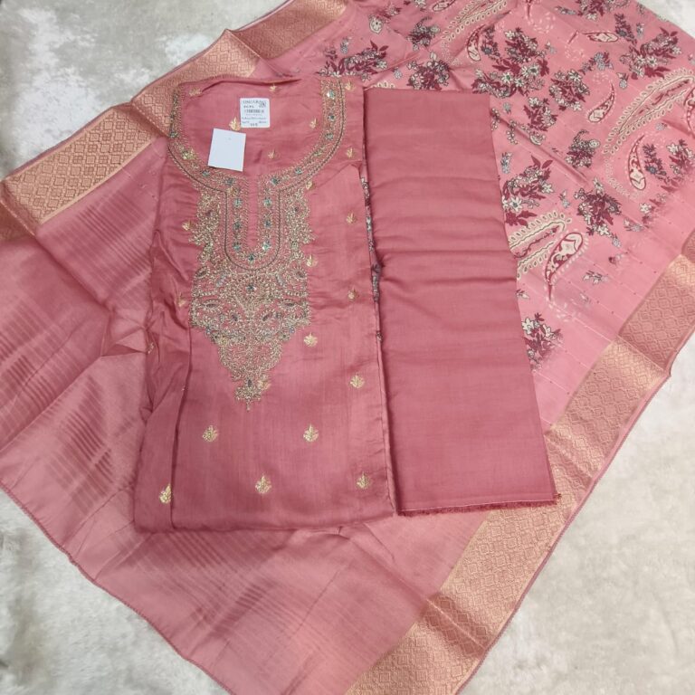 Unstitched silk chanderi suit price  1280/-