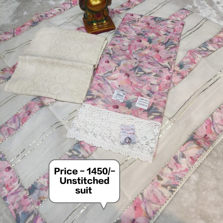 Cotton unstitched suit with chicken bottom price 450/-