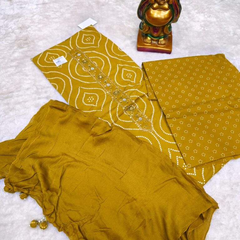 1650/- Unstitched cotton suit with pure chiffon dupatta