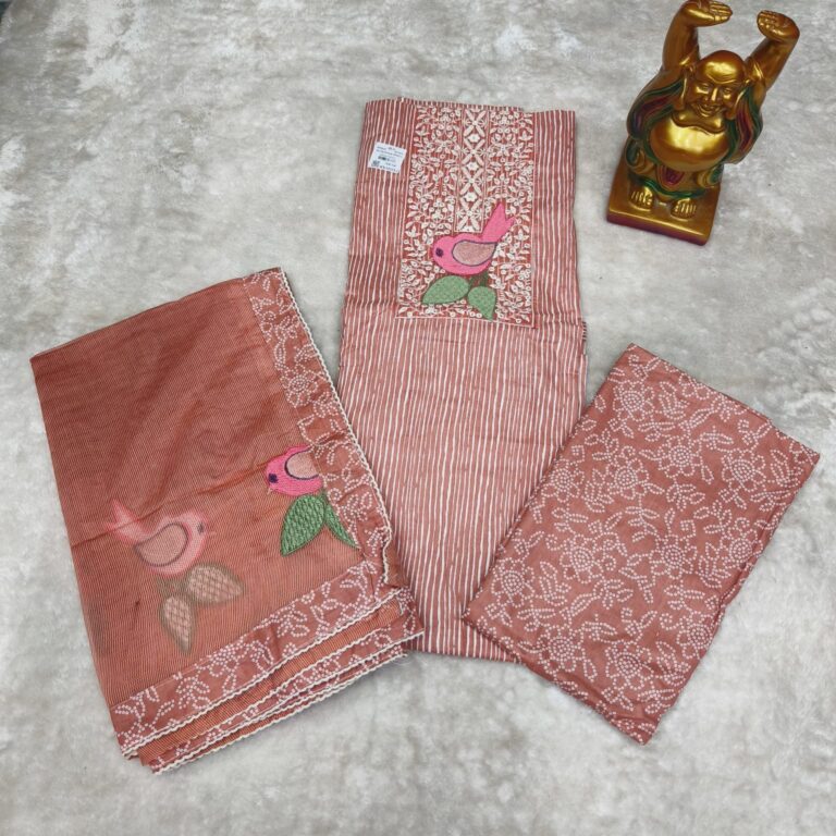 999/- Unstitched cotton suit with cotton embroidery dupatta